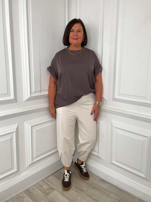 Malissa J Padded Sleeve Tee - Mushroom