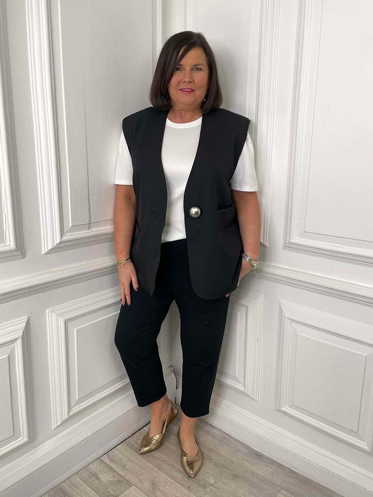 Malissa J Statement Button Luxe Waistcoat - Black
