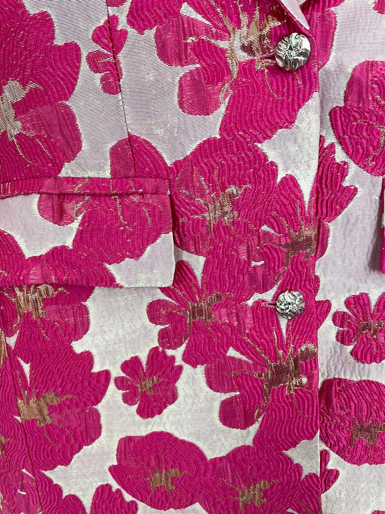 Metallic Flower Blazer - Fuchsia