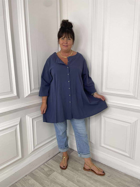 Cotton Swing Tunic - Navy