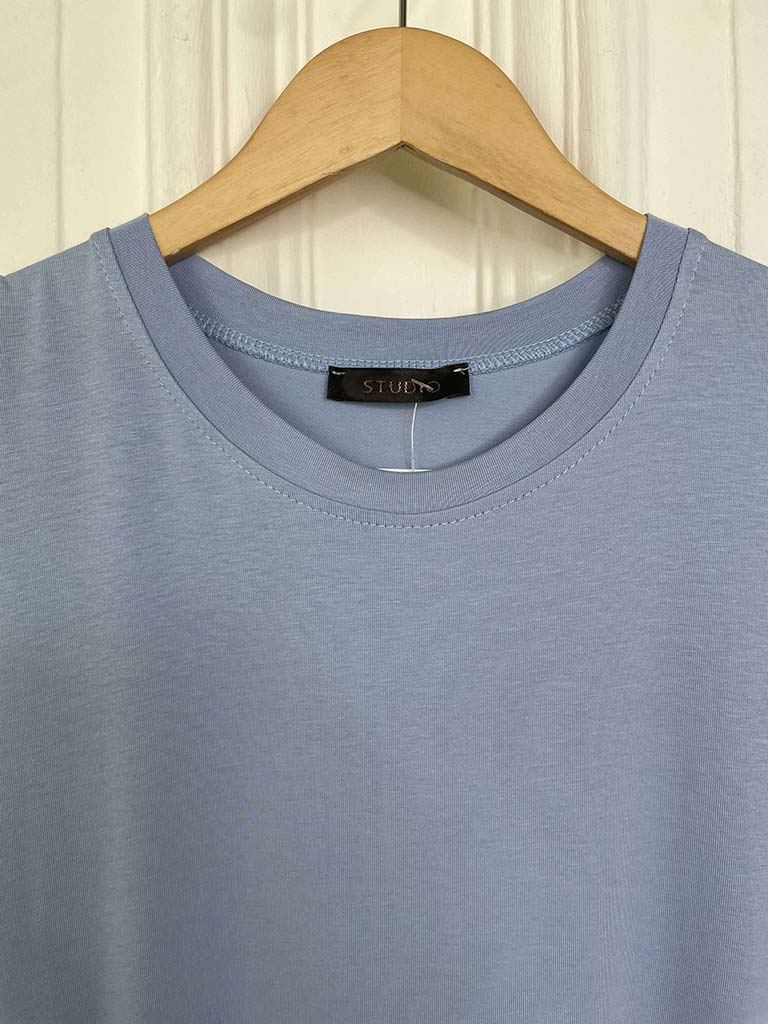 Sports Luxe T-Shirt Dress - Powder Blue