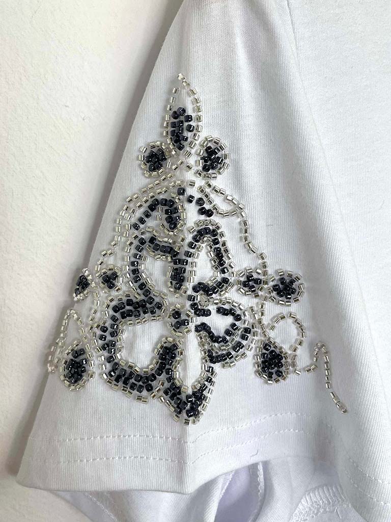 Beaded Daisy Sleeve Tee
