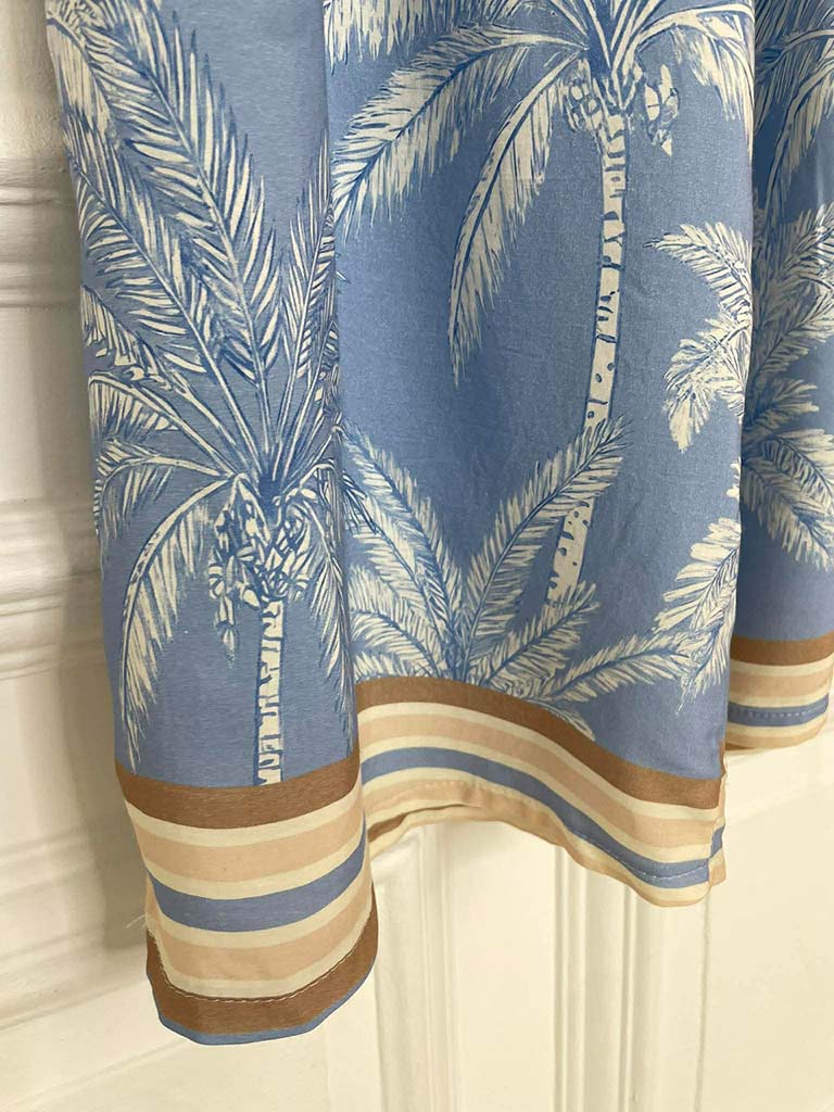 Palm Print Palazzos - Sky