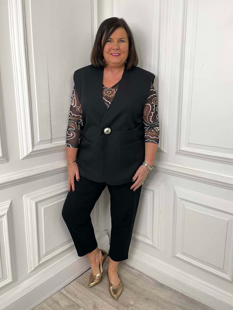 Malissa J Statement Button Luxe Waistcoat - Black