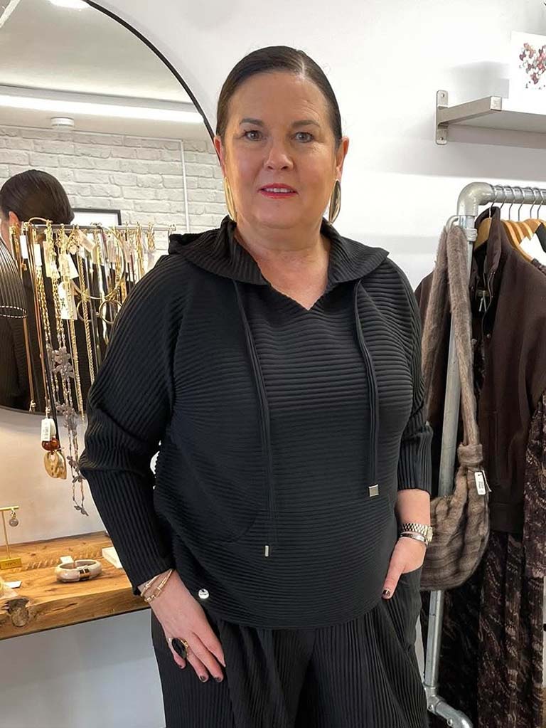 Malissa J Pleat Hoodie - Black