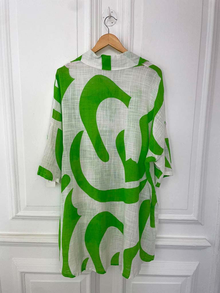 Abstract Throwover Shirt - Lime