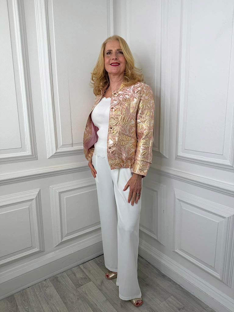 Metallic Jungle Leaf Bomber Jacket