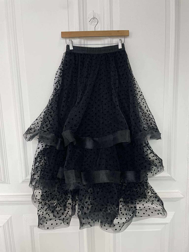 Malissa J Polka Dot Layered Tulle Skirt - Black
