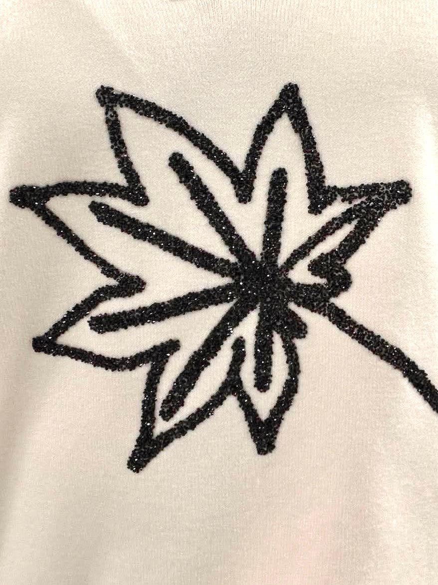 Shimmer Leaf Knit - Ecru