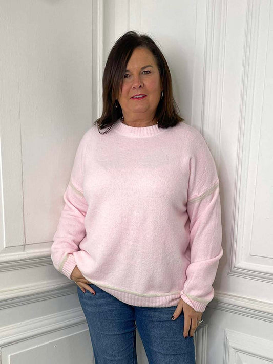 Contrast Stripe Knit - Petal