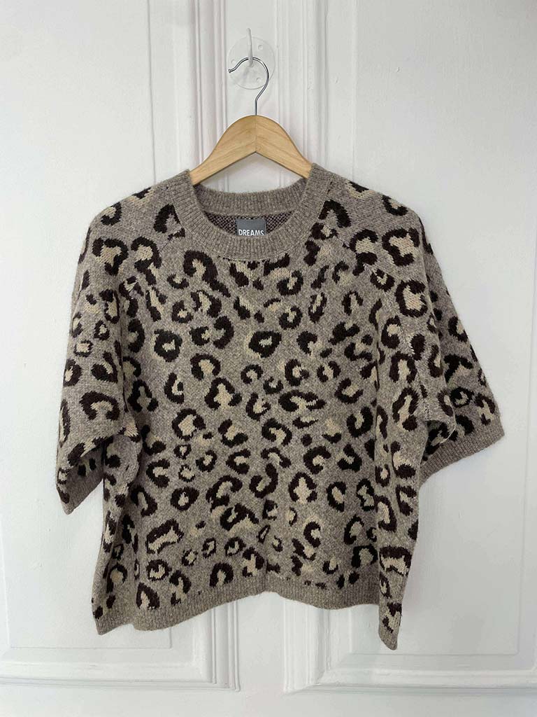 Leopard Jacquard Knit - Stone