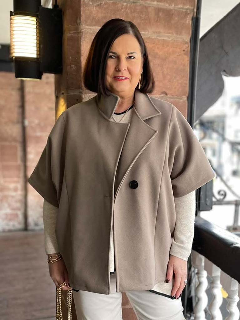 Button Cape Jacket - Latte