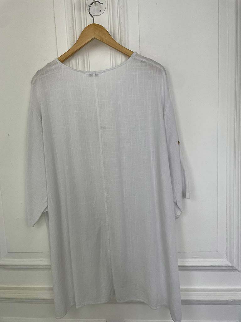 Two Pocket Drawstring Top - White