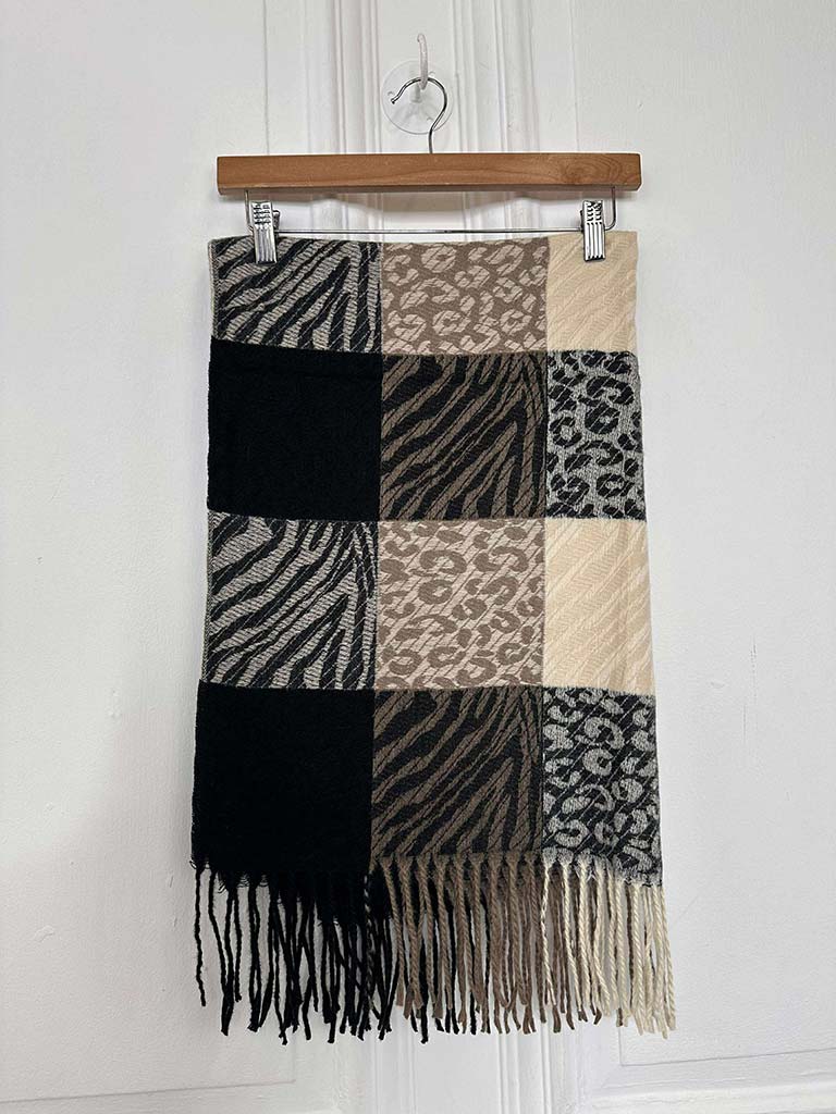 Animal Print Scarf - Black Mix