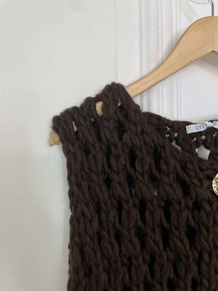 Chunky Knit Waistcoat - Chocolate