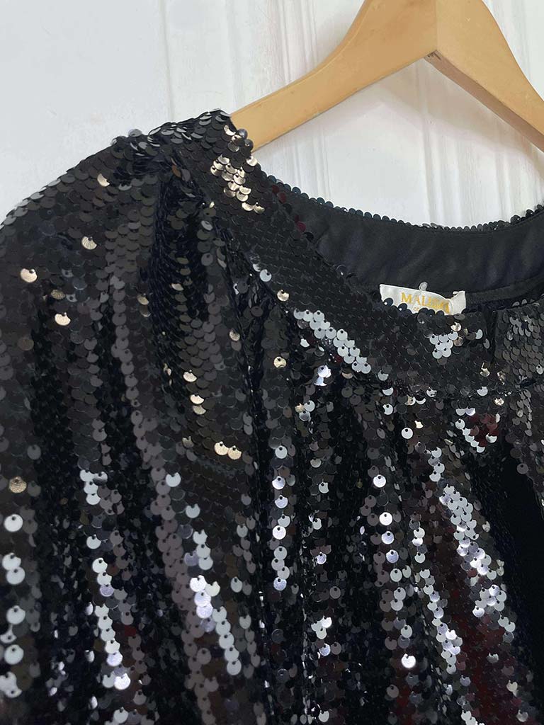 Malissa J Sequin Bomber Jacket - Black