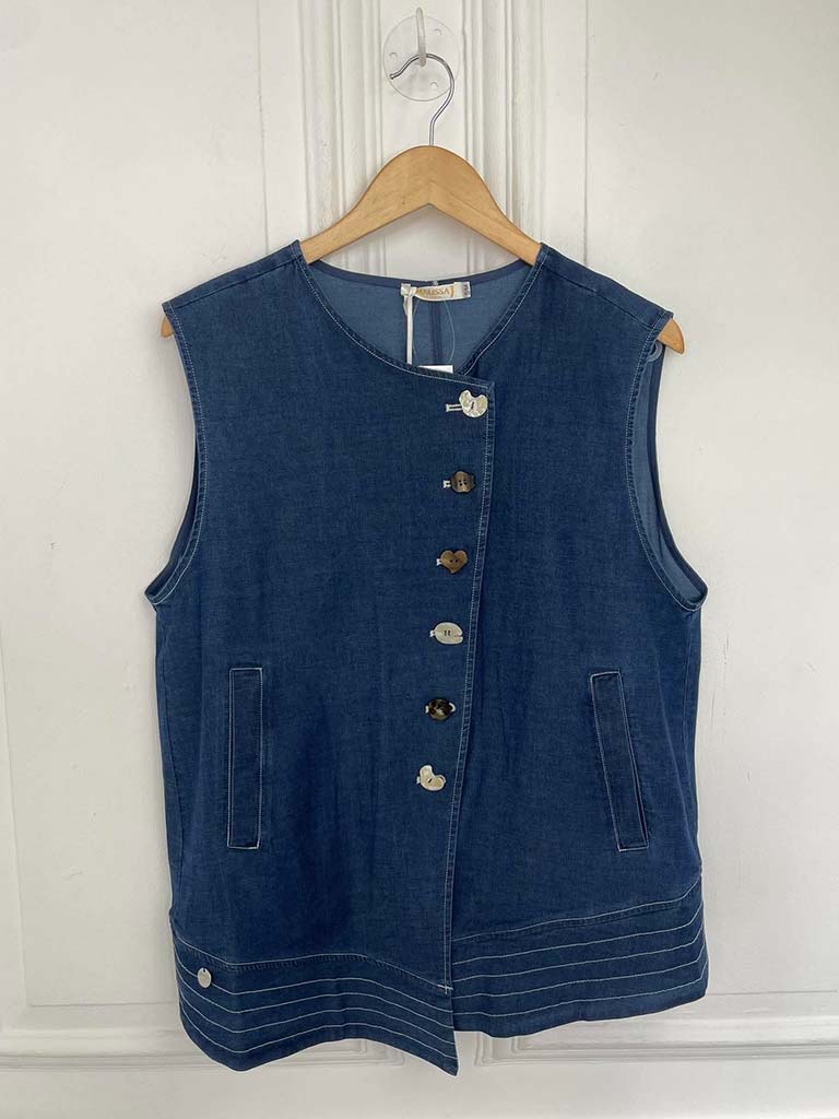 Malissa J Asymmetric Denim Waistcoat