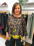Leopard Border Print Top - Chocolate