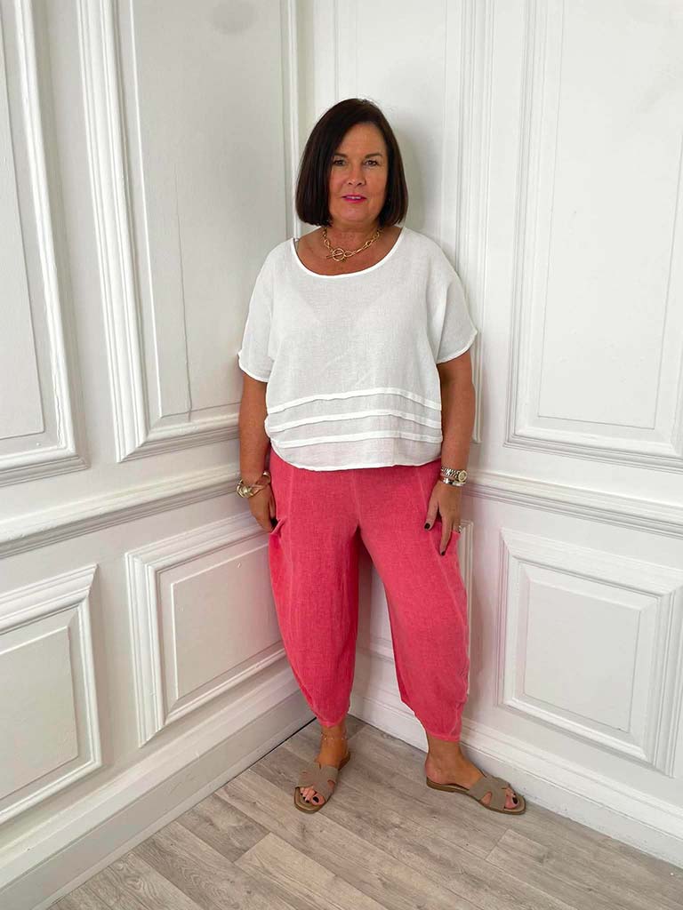 Hopsack Cocoon Trousers - Lipstick