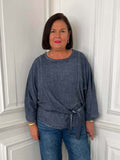 Tie Front Relaxed Top - Vintage Navy