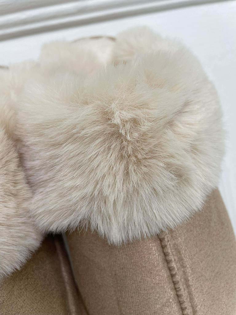 Faux Fur Trim Mule Slippers