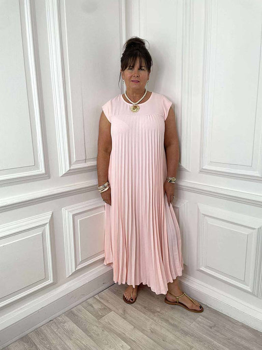 Pleat Maxi Dress - Seashell