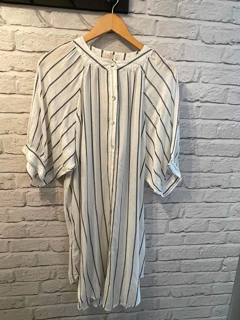 Studded Stripe Tunic - White