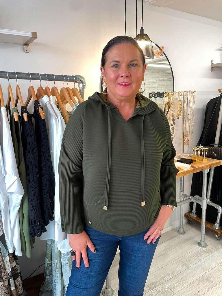 Malissa J Pleat Hoodie - Khaki