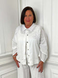 Raw Edge Flower Shacket - White