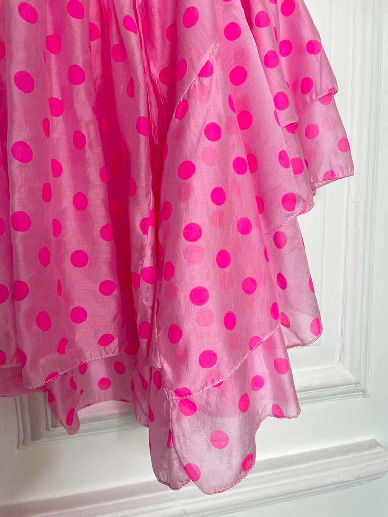 Polka Dot Ruffle Blouse - Rose & Bubblegum