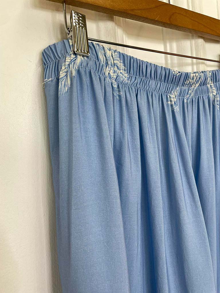 Palm Print Palazzos - Sky