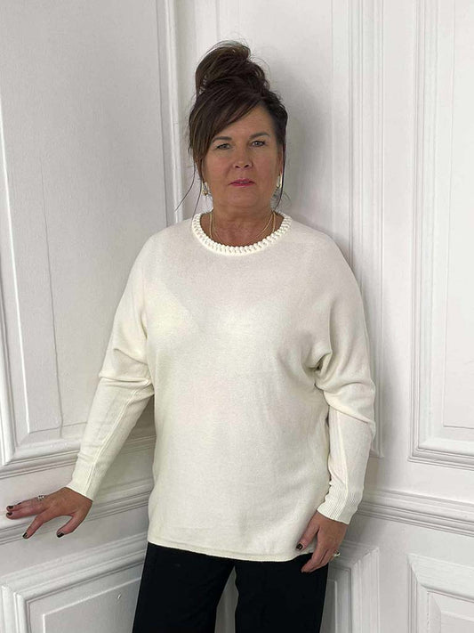 Braided Neckline Knit - Cream