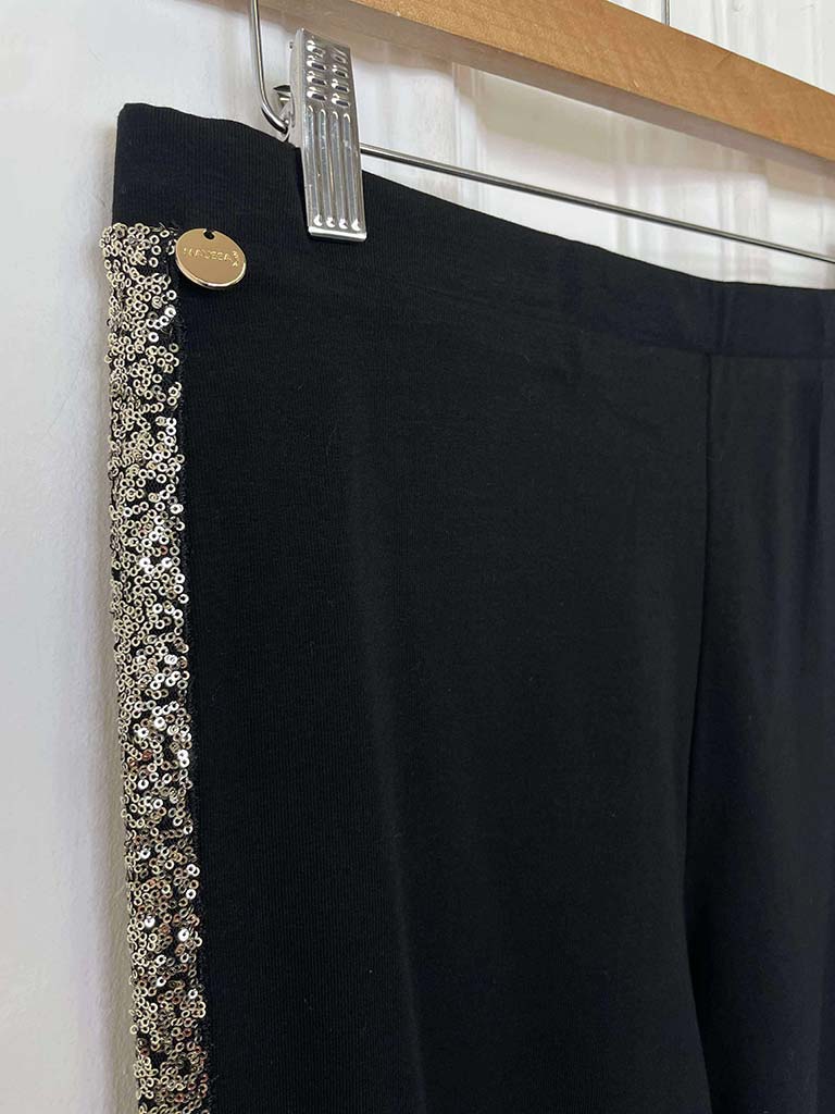 Malissa J Sequin Side Stripe Leggings - Black