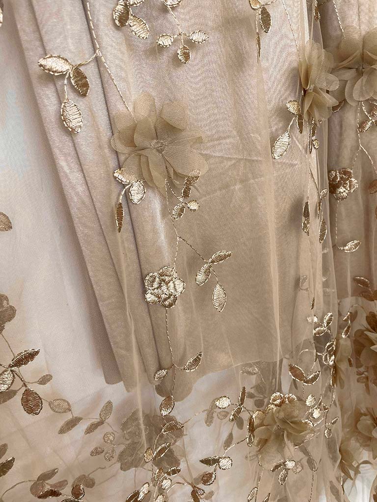 Floral Tulle Skirt - Champagne