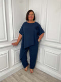 Asymmetric Flower Co-ord - Navy
