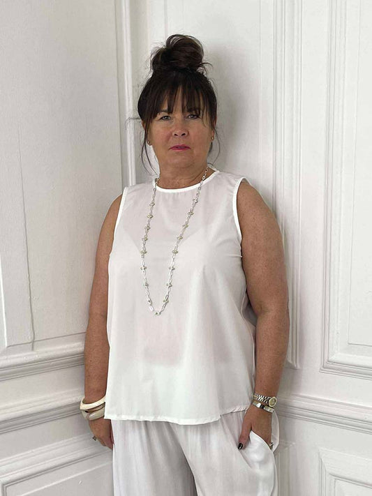 Tie Back Swing Vest - White