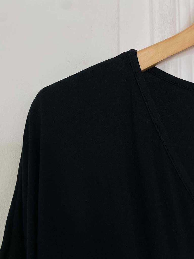 Bamboo Tie Front Tee - Black