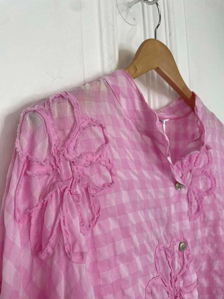 Gingham Floral Shirt - Pink