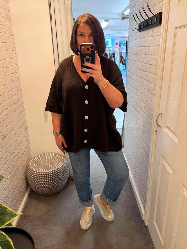 Slouchy Batwing Cardigan - Espresso