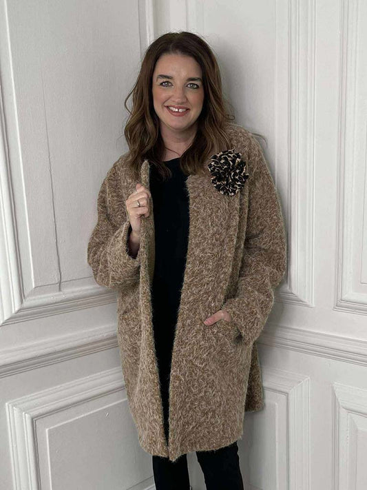 Boucle Corsage Jacket - Tan