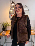 Malissa J Studded Faux Fur Gilet - Chocolate
