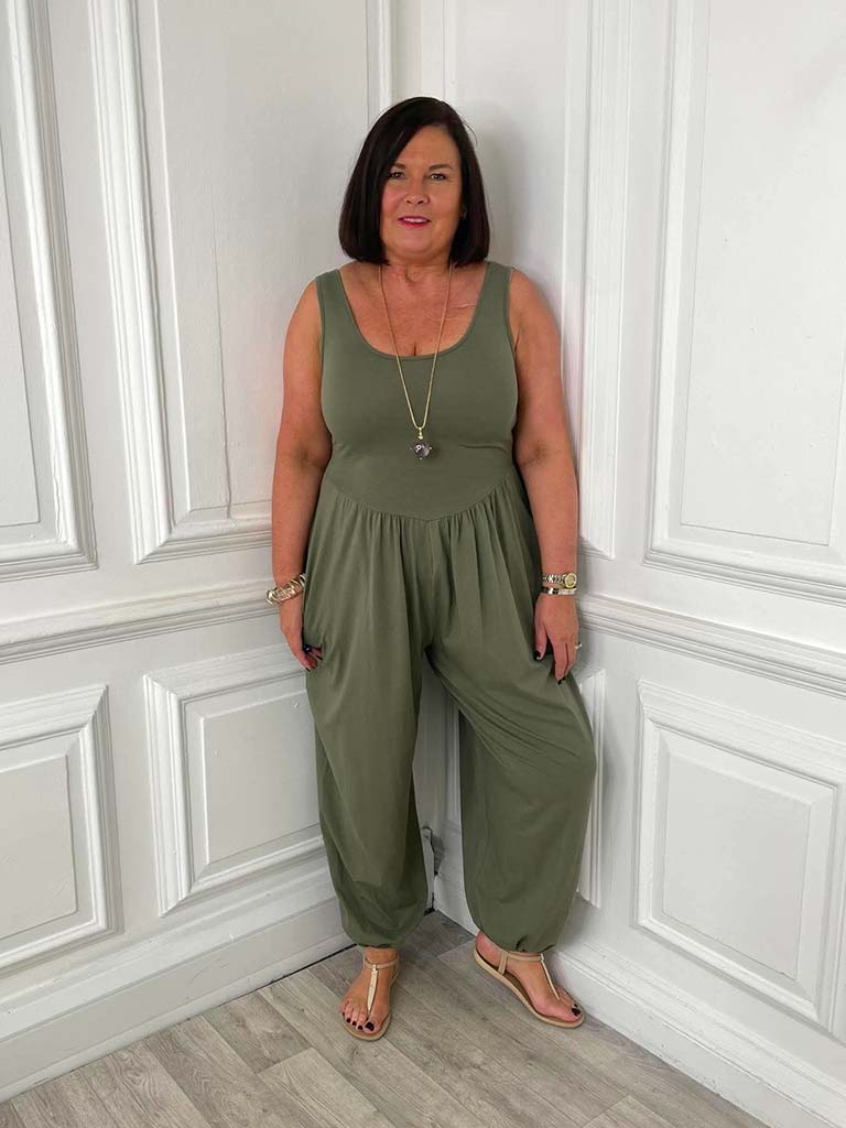 Jersey Balloon Jumpsuit - Khaki