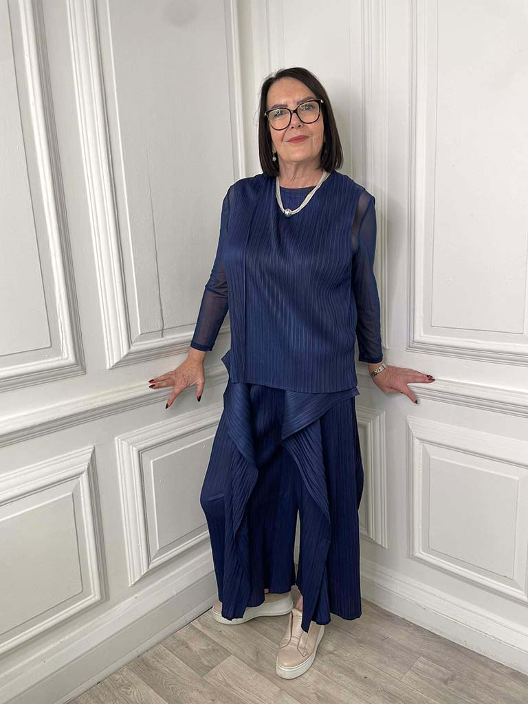 Plissé Co-ord - Navy