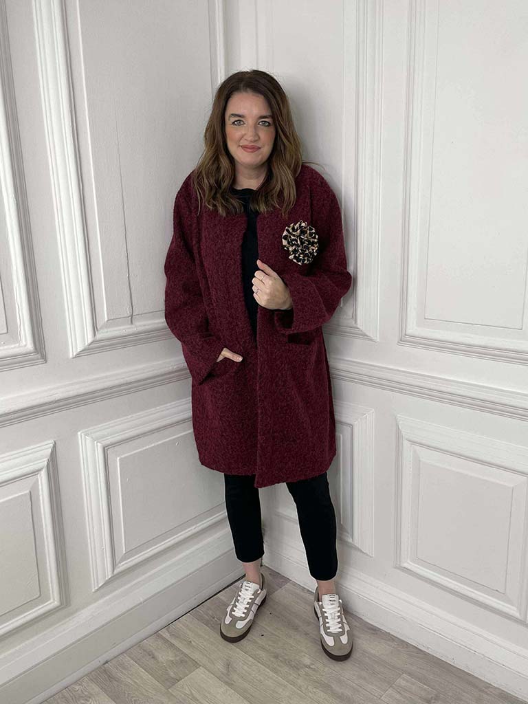 Boucle Corsage Jacket - Burgundy