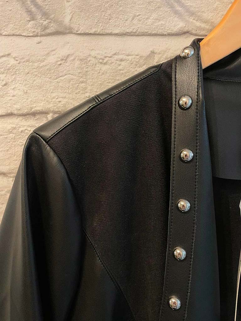 Malissa J Faux Leather Studded Jacket - Black