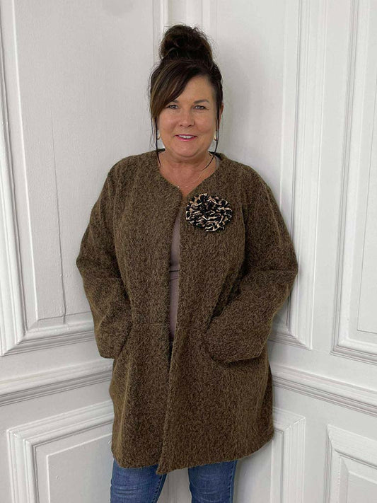 Boucle Corsage Jacket - Chocolate