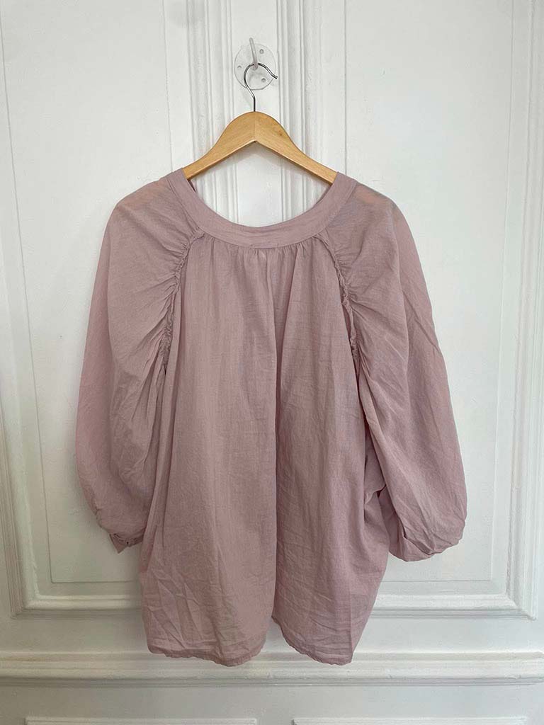 Grandad Collar Cotton Shirt - Blush