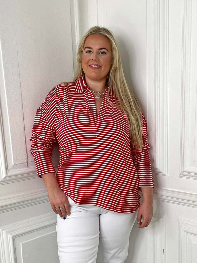 Stripe Collared Top - Red & White