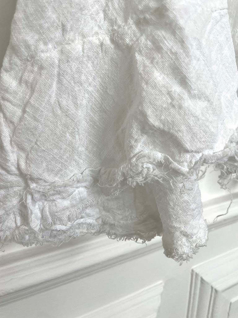 Cotton Balloon Sleeve Smock Top - White