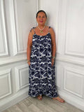 Palm Summer Dress - Navy